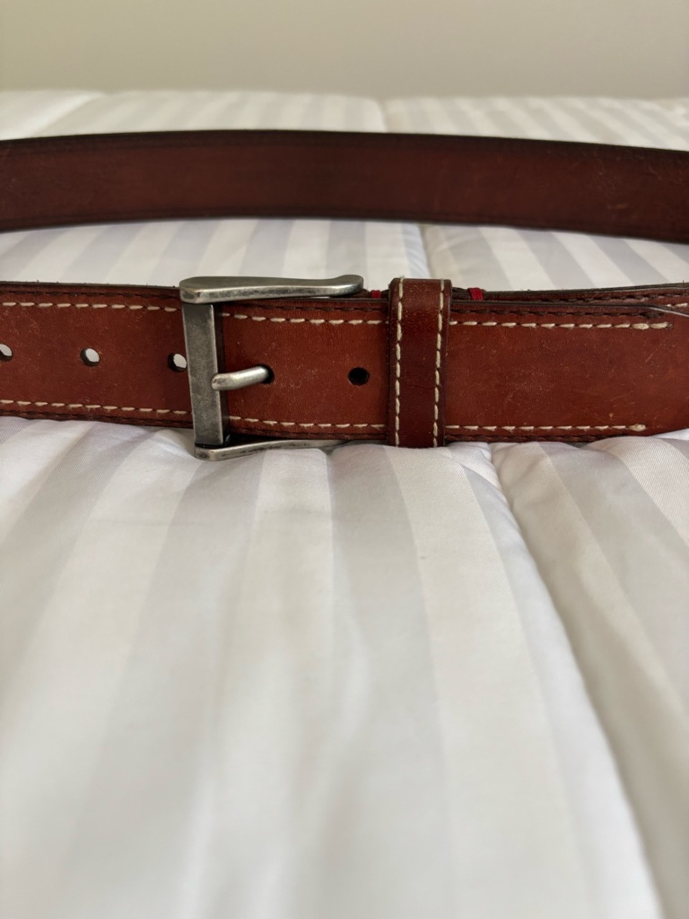 Men's Brown Leather Belt with Silver Buckle by Relic size 40